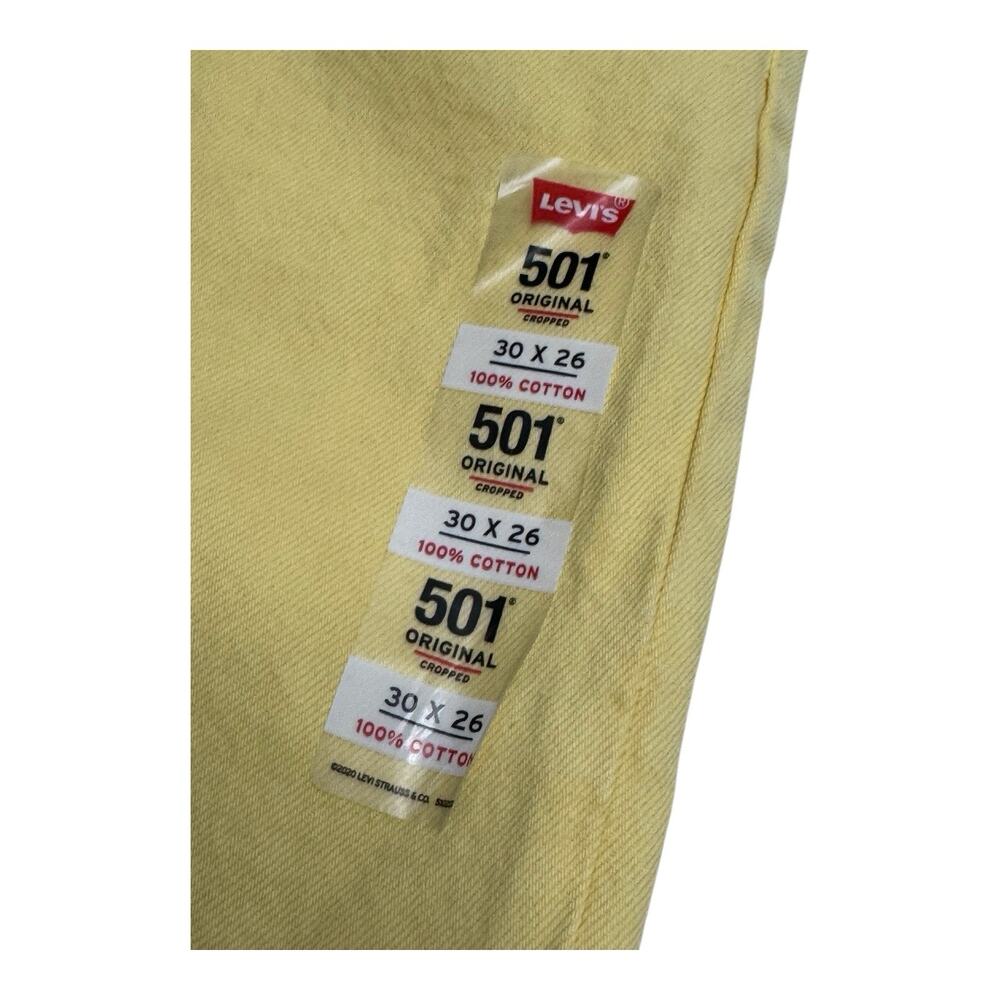 NWT Levi's 501 Women's Jeans 30x26 High-Rise Cropped Straight Button Fly Yellow - Picture 4 of 10